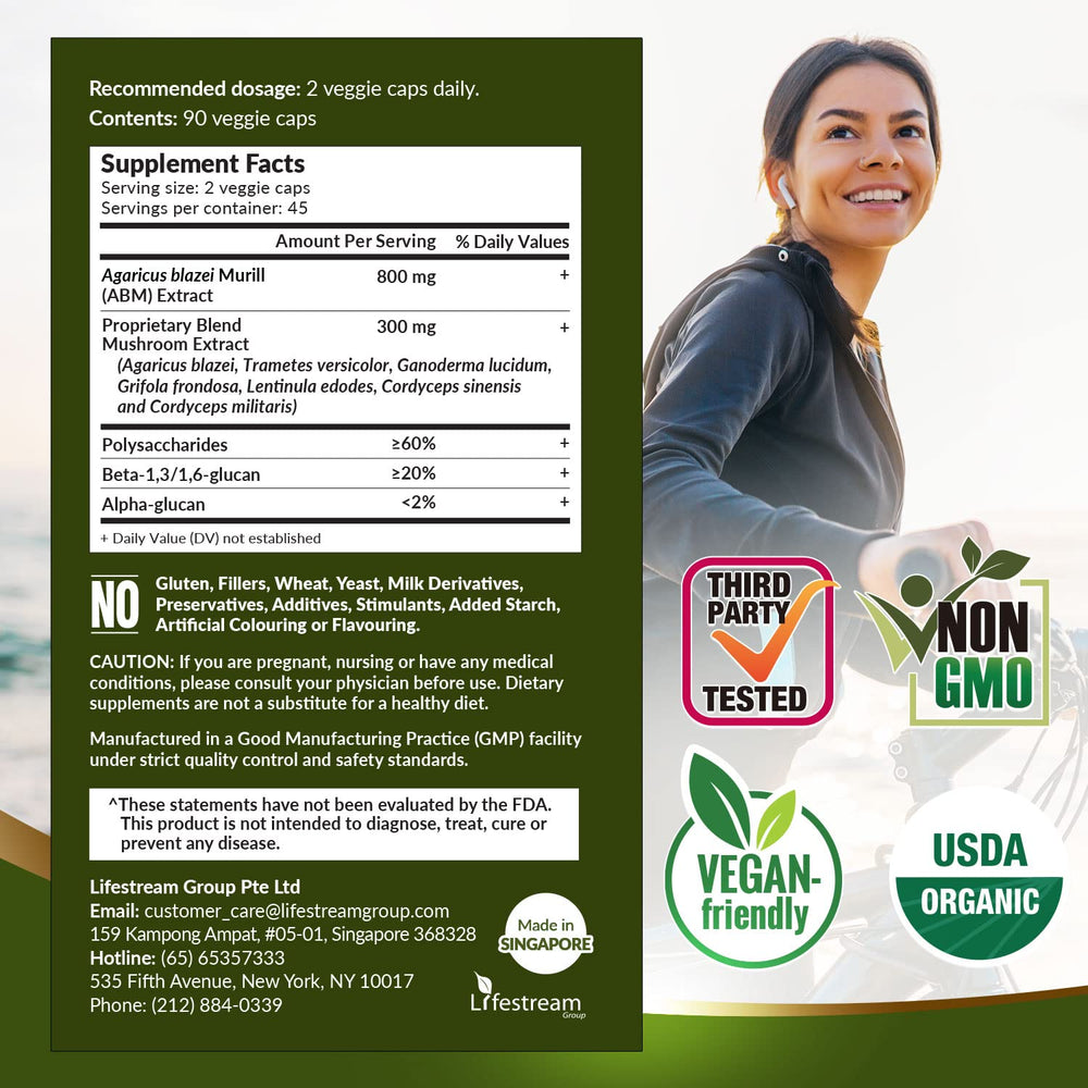 LABO Nutrition Bioactive Organic Agaricus Ultra USDA Organic seal on packaging