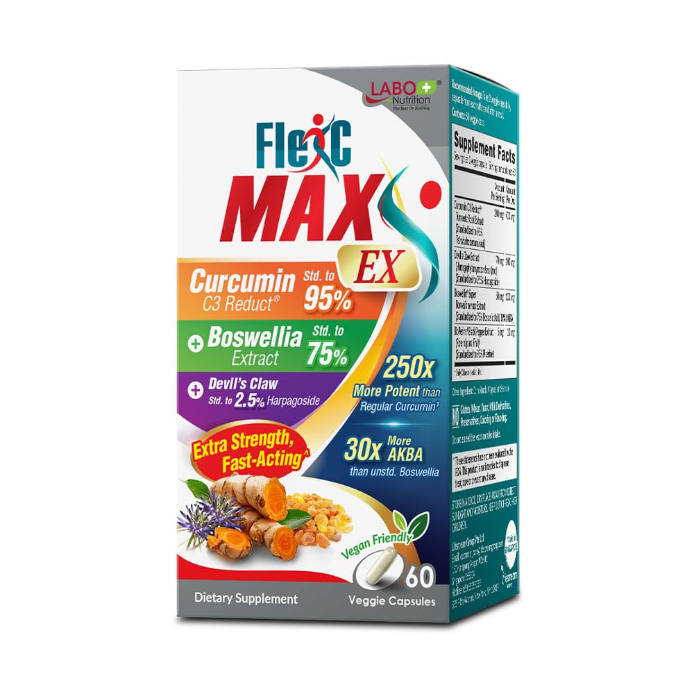 LABO Nutrition FlexC MAX EX bottle front showing joint support and antioxidant blend
