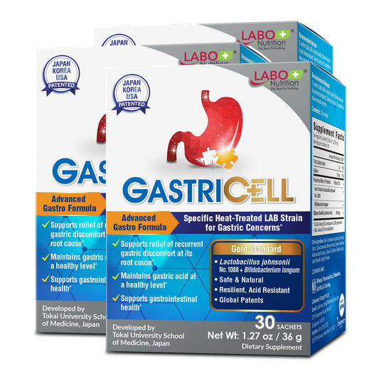 LABO Nutrition GASTRICELL bottle front for digestive balance and trust.