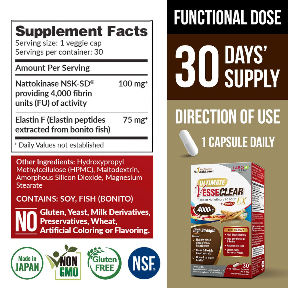 LABO Nutrition Ultimate VesseCLEAR EX capsules ready for daily intake.