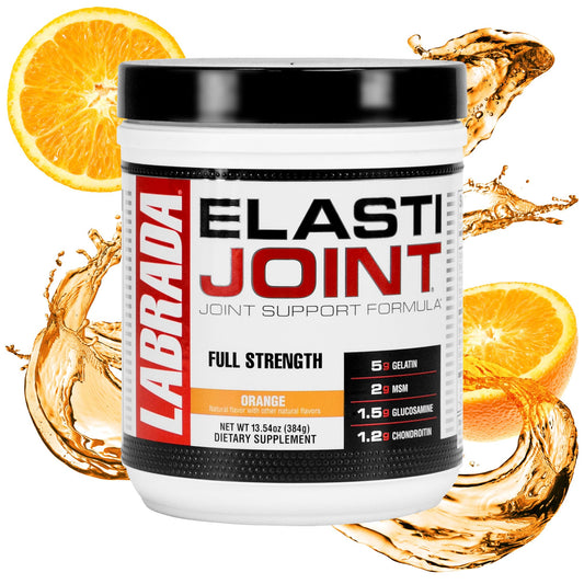 Labrada Elastijoint orange bottle pour supports daily joint mobility.