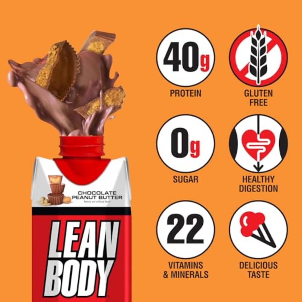 Pack of 12 Lean Body RTD front view, convenient on-the-go protein supply.