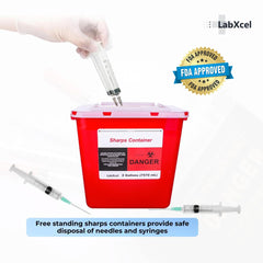 LabXcel Sharps Container 2-Gallon Pack lid closed with secure lock.