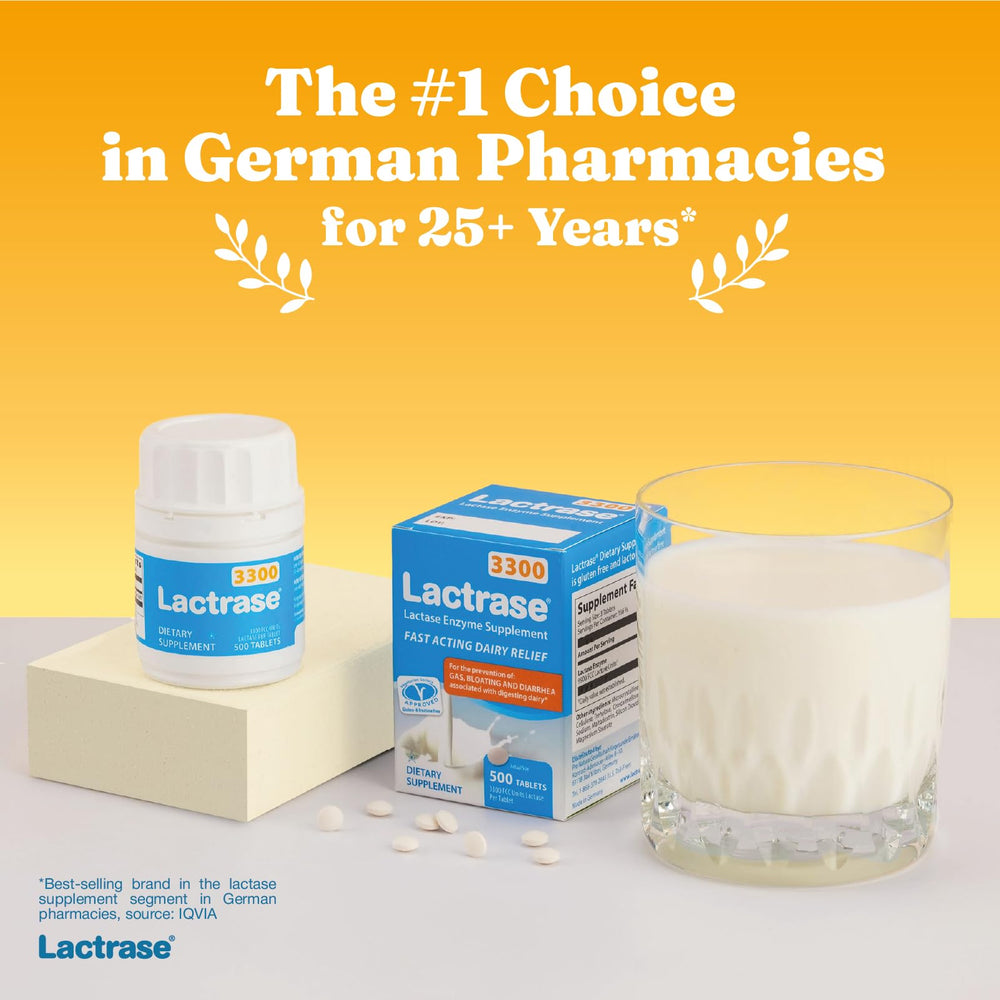 3300 FCC lactase units per tablet for quick dairy digestion