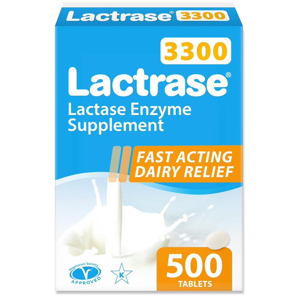 Lactrase refill pack with 500 mini-tablets for easy refills and lactose support