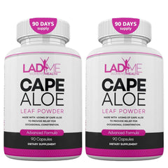 LadyMe Pure Cape Aloe capsules bottle front for women's occasional constipation relief