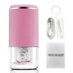 LADYPONYSSC portable ultrasonic cleaner performing 360° lens cleaning for soft and colored lenses