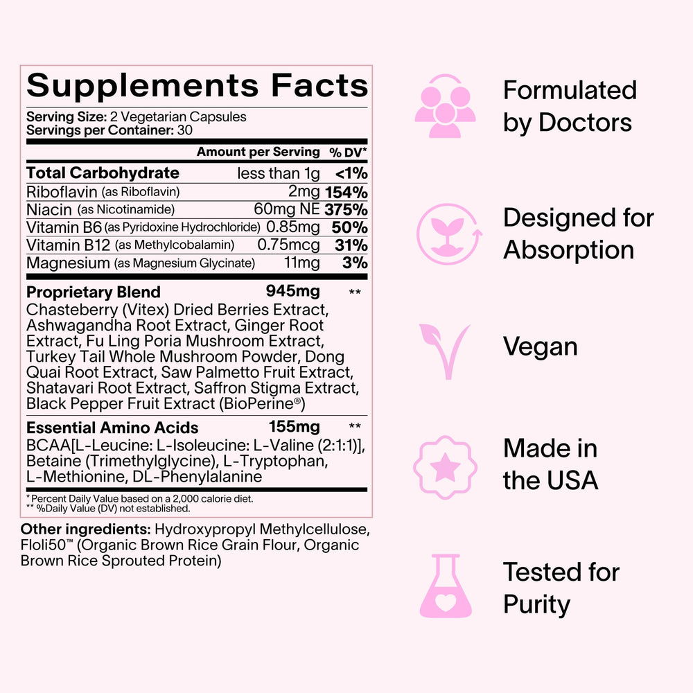 Label close-up emphasizes natural ingredients in the blend.