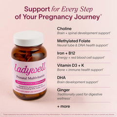 Ladywell Prenatal Multivitamin folate ingredient noted for neural considerations