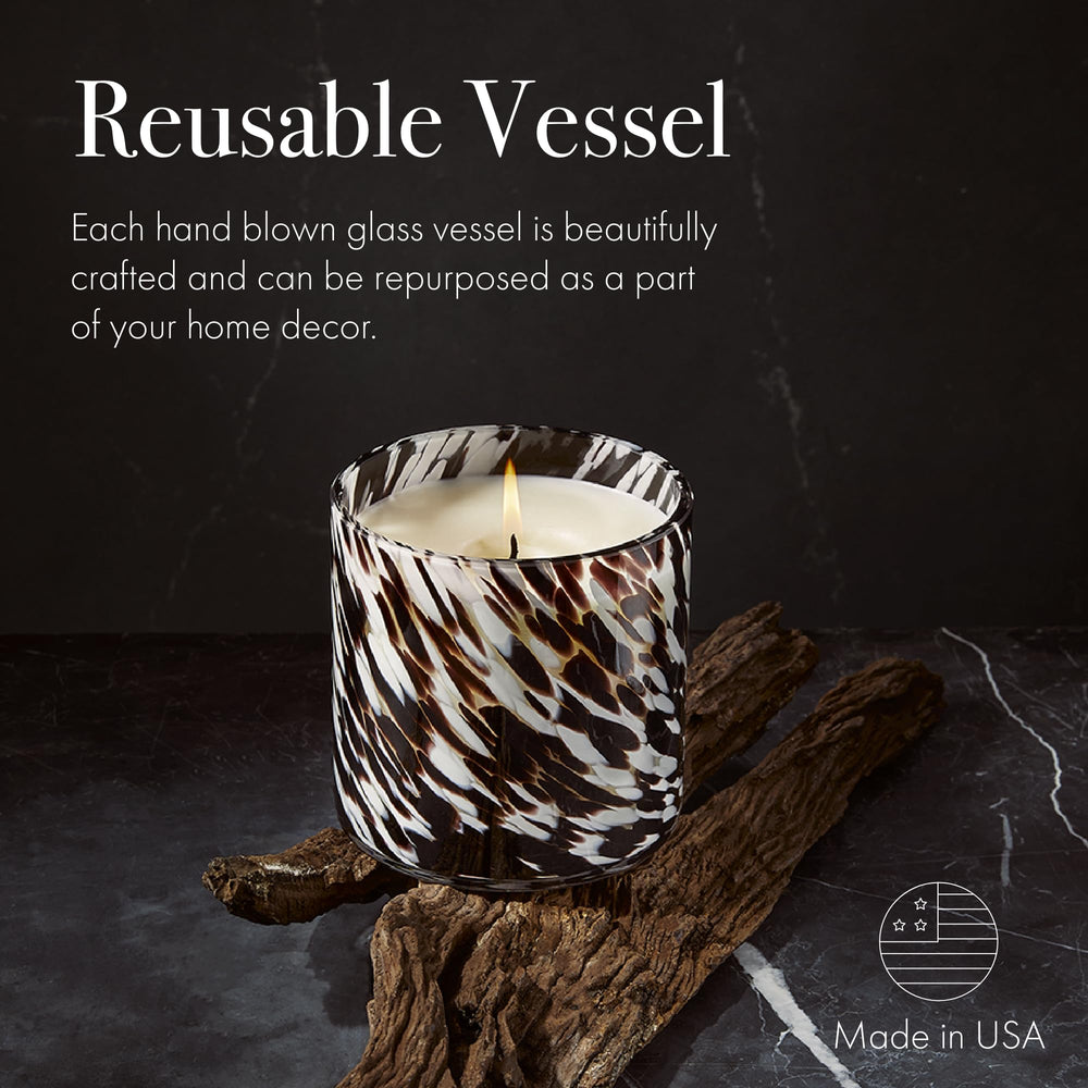 Reusable vessel doubles as chic decor after the candle finishes.