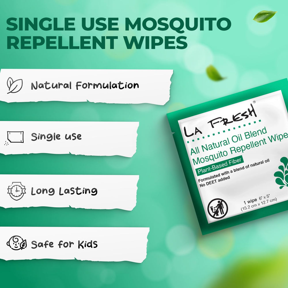 LA Fresh wipes showing peppermint oil and natural ingredients for family-safe use.