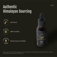 Lajit Shilajit lab-test label communicates safety and purity.