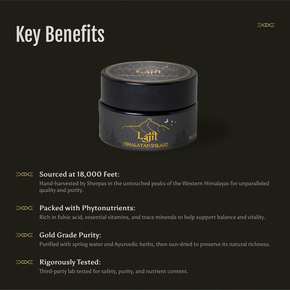 Lajit Shilajit resin amber close-up showing rich color and natural purity for daily use