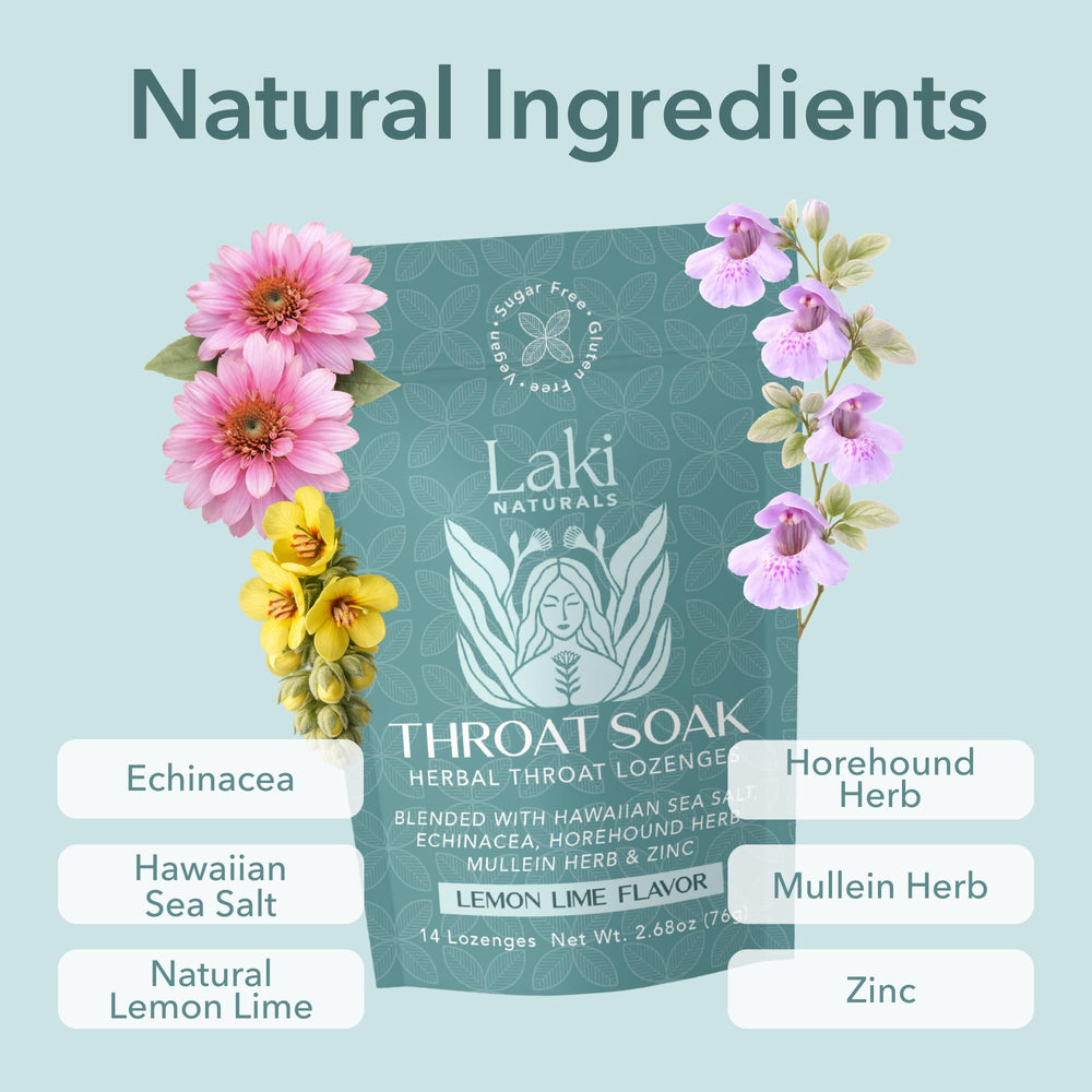Laki Naturals lozenges texture close-up for soothing, sugar-free throat support.