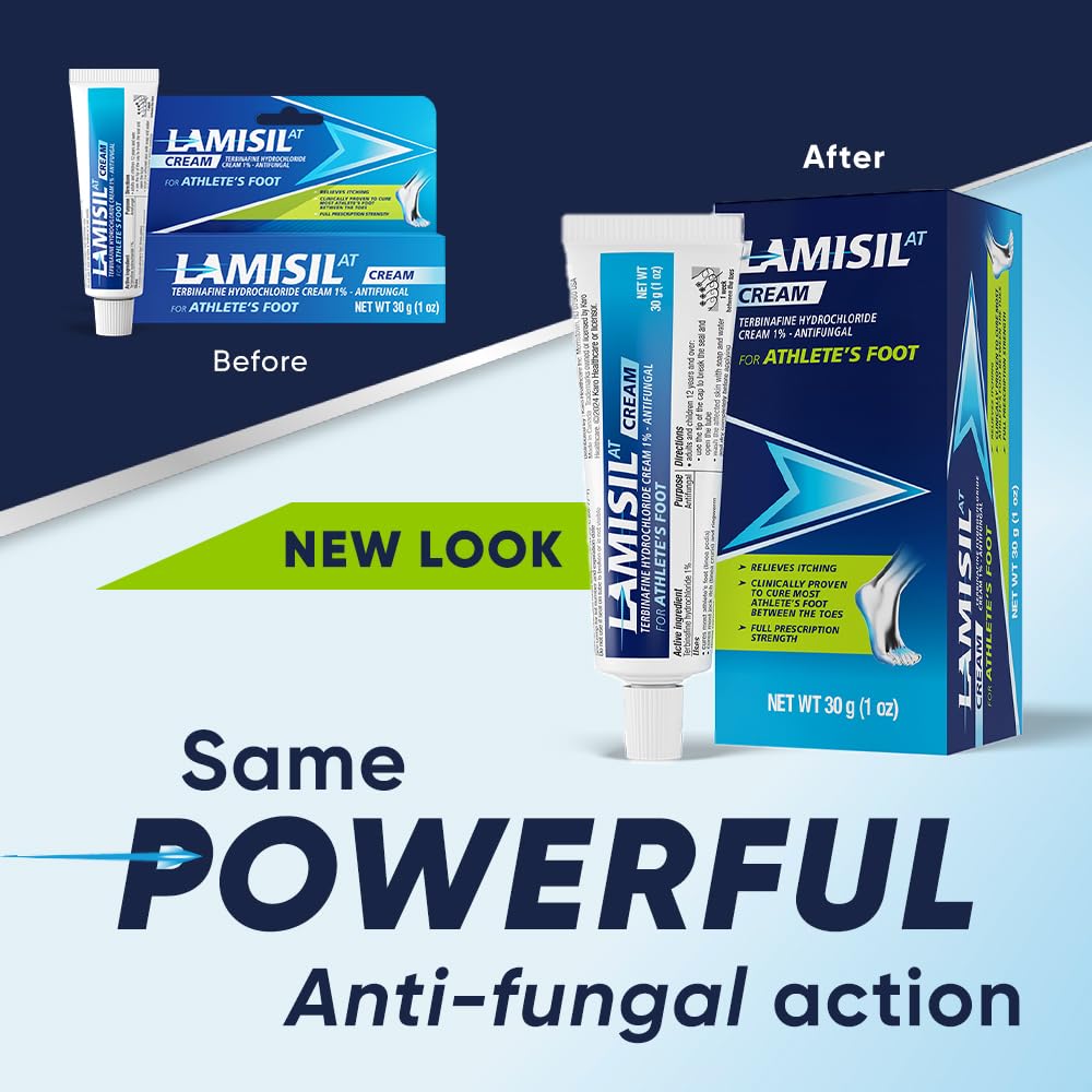Lamisil 1 Week foot-treatment cream packaging highlighting doctor-recommended antifungal power.
