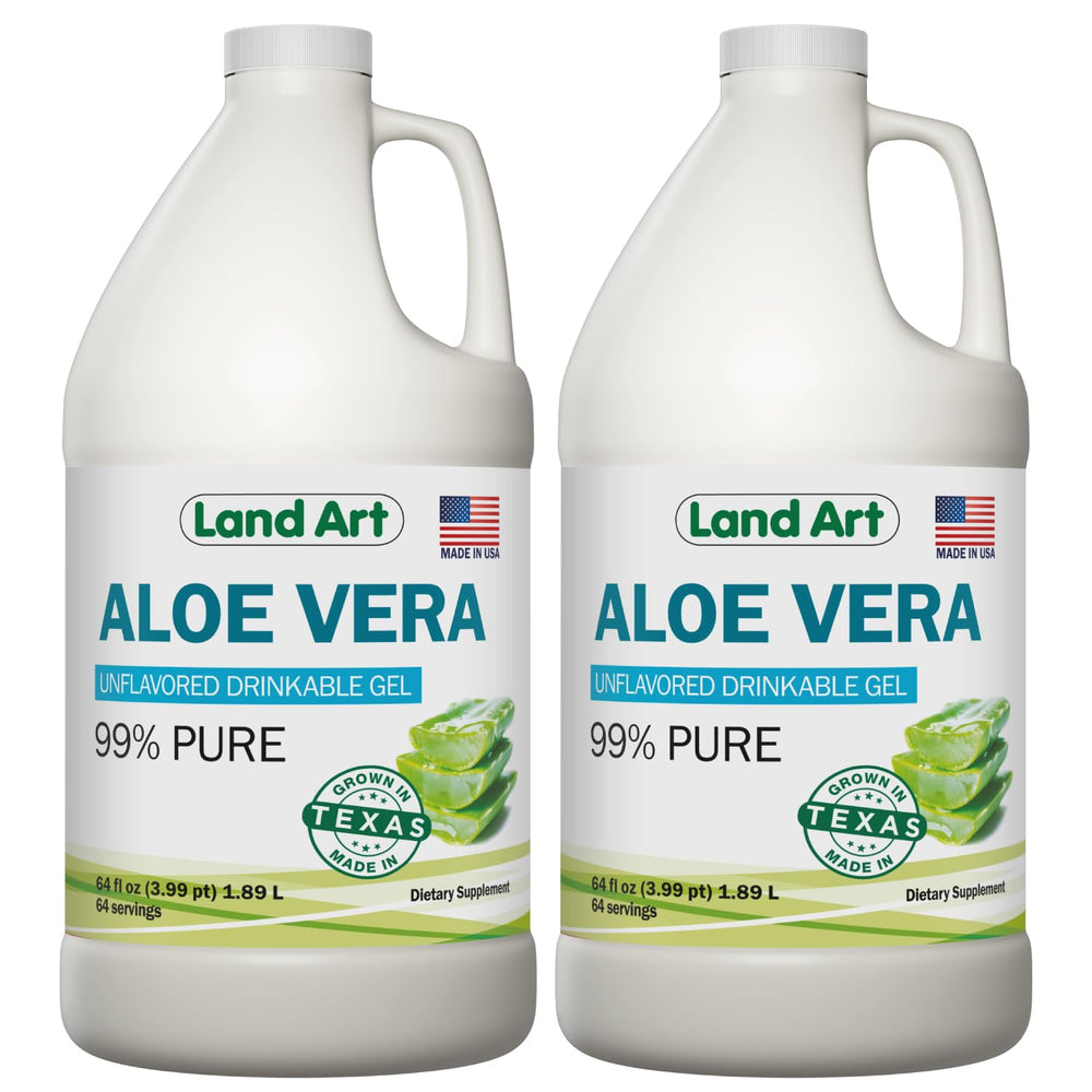 Land Art Aloe Vera Gel bottle pour for quick heartburn relief and digestion soothing.