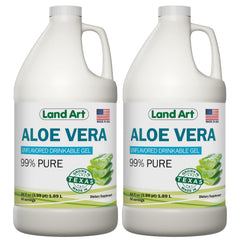 Land Art Aloe Vera Gel bottle pour for quick heartburn relief and digestion soothing.
