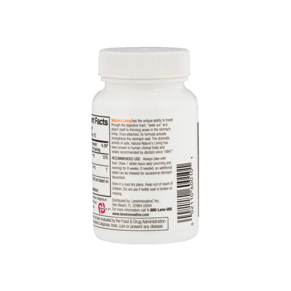 Lane Innovative Nature's Lining tablet closeup highlights texture for easy chewing.