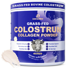 LanranBee grass-fed colostrum bottle displaying premium immune-support blend.