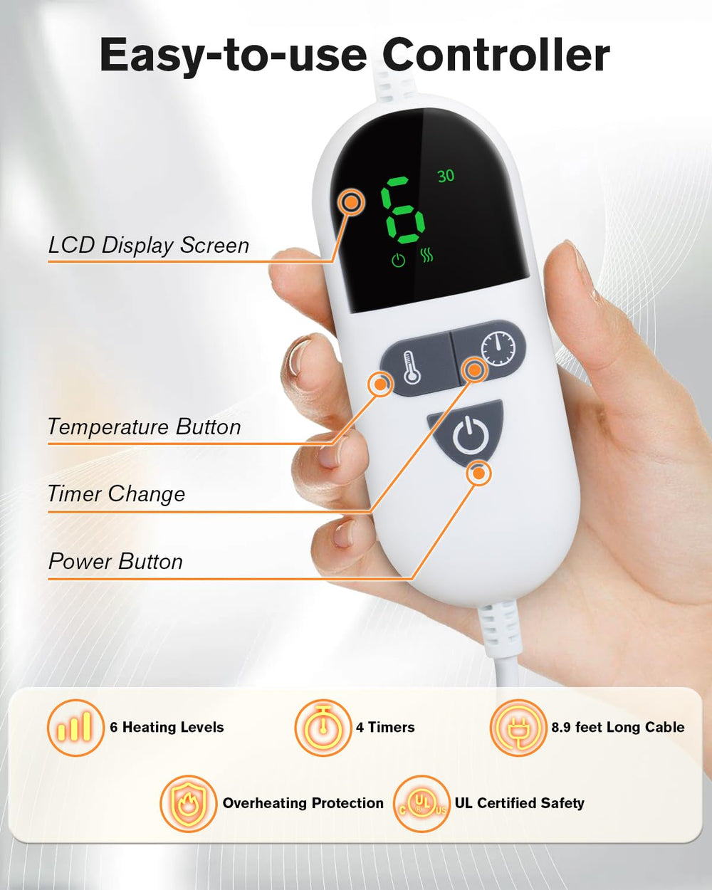 LANVA heating pad auto-off and UL certified for safety.