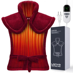 LANVA heating pad neck-shoulders-back coverage provides soothing heat relief during home use.