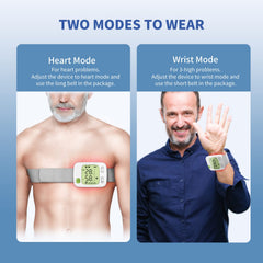 Two-mode switch on LASEPREHT watch enables wrist and heart settings.
