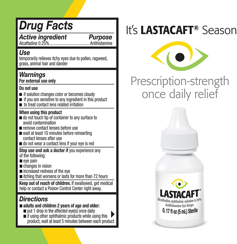 Lastacaft packaging label shows 60-day supply and FSA/HSA eligibility.