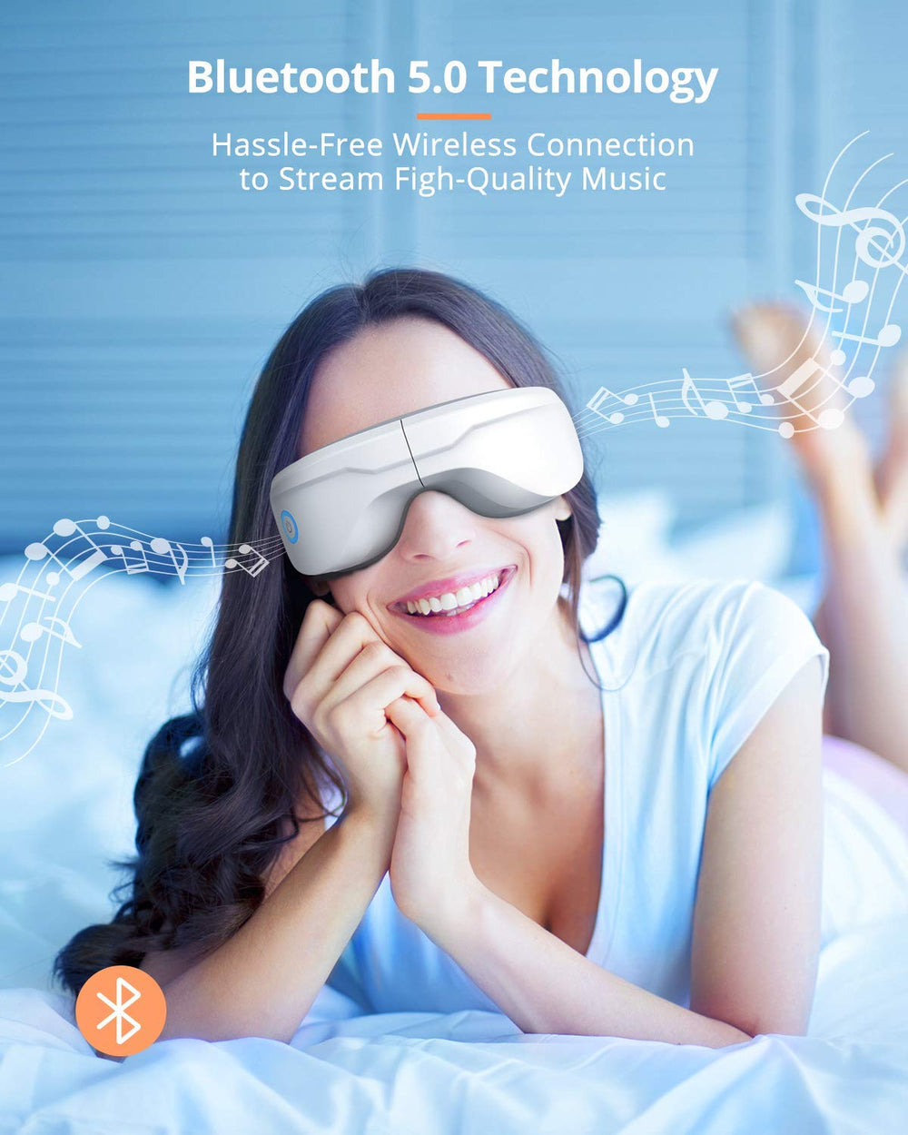 Latumab Eye Massager showing 15-minute timer for focused use.