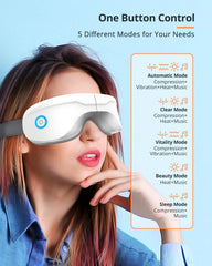 Latumab Eye Massager displaying built-in Bluetooth music option for sessions.