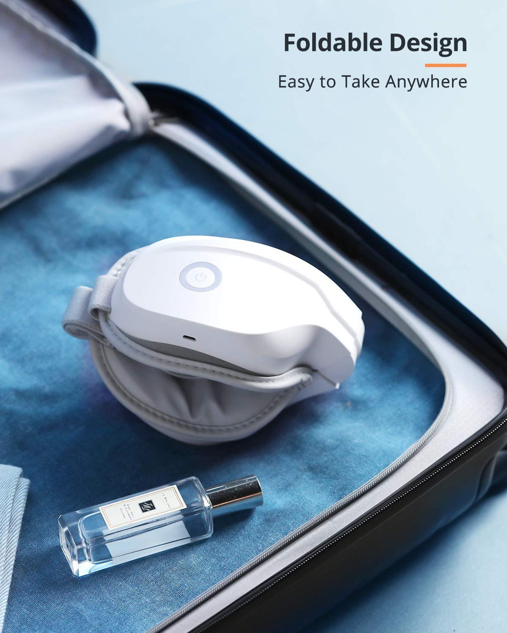 Latumab Eye Massager in a travel-ready compact case.