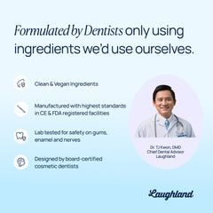 Laughland Original 3Pack tubes closeup showing smooth gel for enamel-safe whitening.
