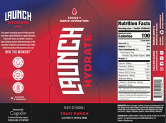 Graphic featuring Cognizin focus from Launch Hydrate for mental clarity during workouts.