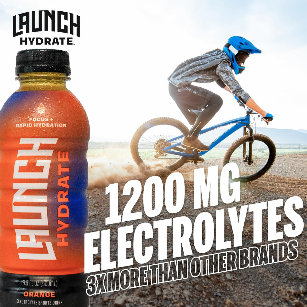 Launch Hydrate orange 12-pack front view for team hydration.