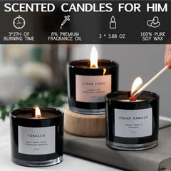 LaurGifts cedar vanilla candle delivers rich scent with woodsy notes