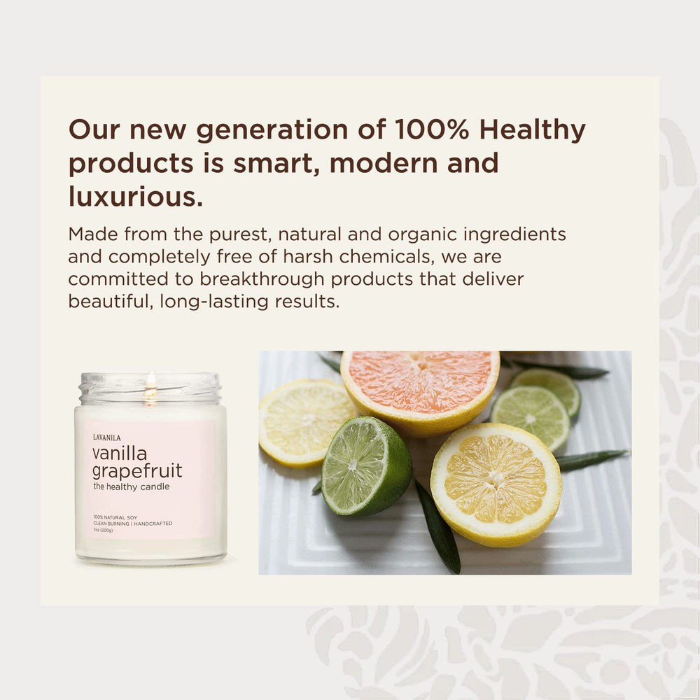 Lavanila Vanilla Grapefruit candle label design signals handcrafted quality.
