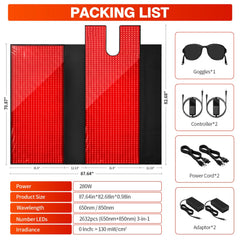 Lawind red light therapy mat warranty and included accessories