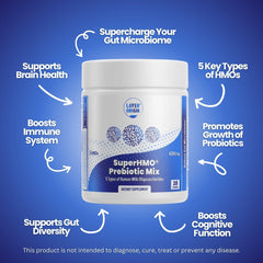 Measuring scoop shows convenient serving size for consistent daily prebiotic intake.