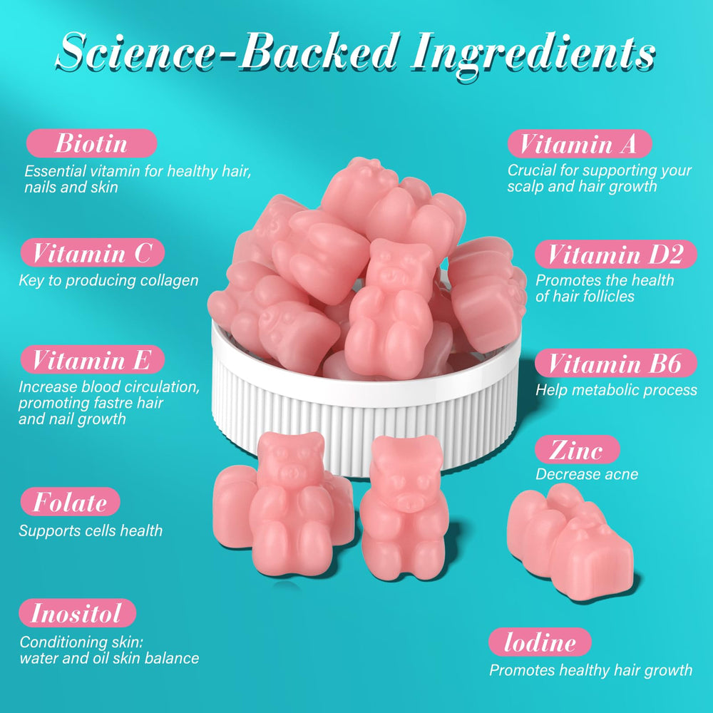 Lazpowfi Biotin Gummies daily-use scene promotes easy routine for hair, skin, and nails.