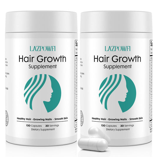 Lazpowfi Hair Growth bottle front promoting daily hair vitality