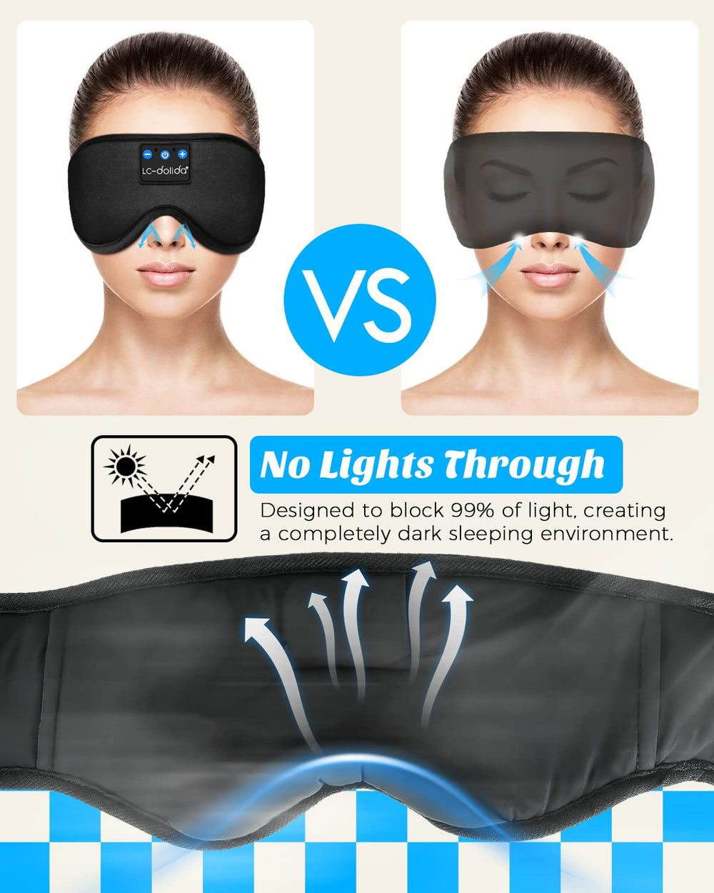 LC-dolida light-blocking sleep mask with nose contour for undisturbed darkness