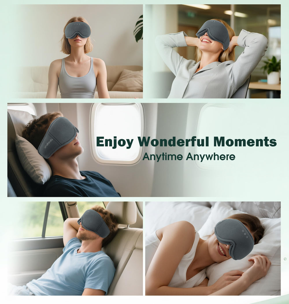 Travel-ready LC-dolida sleep mask with built-in wireless features