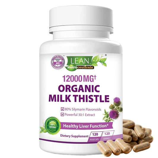 LEAN Nutraceuticals Milk Thistle bottle front showing high-potency extract for daily liver support