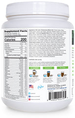 LEAN1 Chocolate Mint tub back with nutrition label for balanced daily fueling information