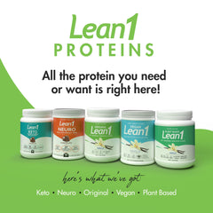 Lean1 vanilla serving to-go image highlights versatile use as snack or dessert.