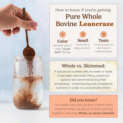 Leancraze Colostrum Powder scoop shows an easy daily dose.