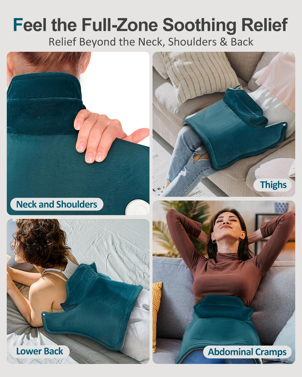 LEATIGIO full-back coverage pad targets upper back and shoulders with broad heat.