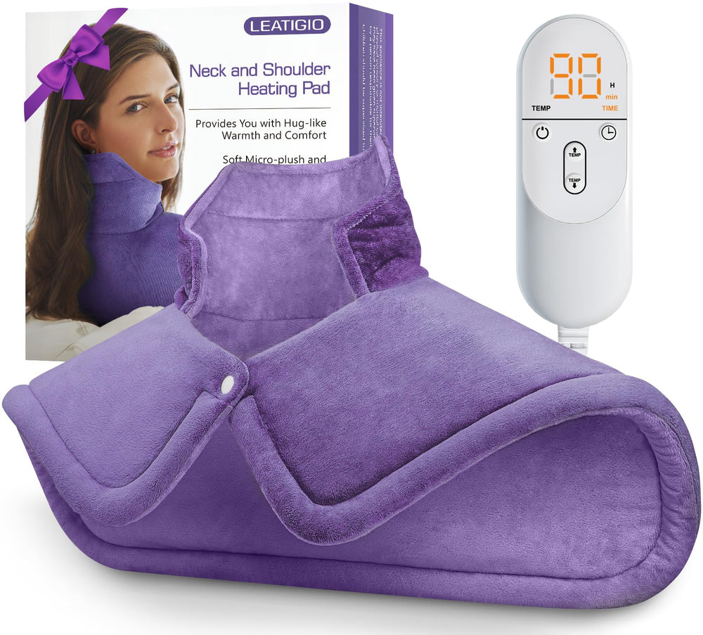 LEATIGIO heating pad for neck and shoulders with 2 lb weight for enveloping warmth