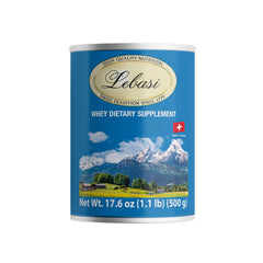 Lebasi Lactoserum 500g packaging highlights Swiss quality and purity for daily nutrition.