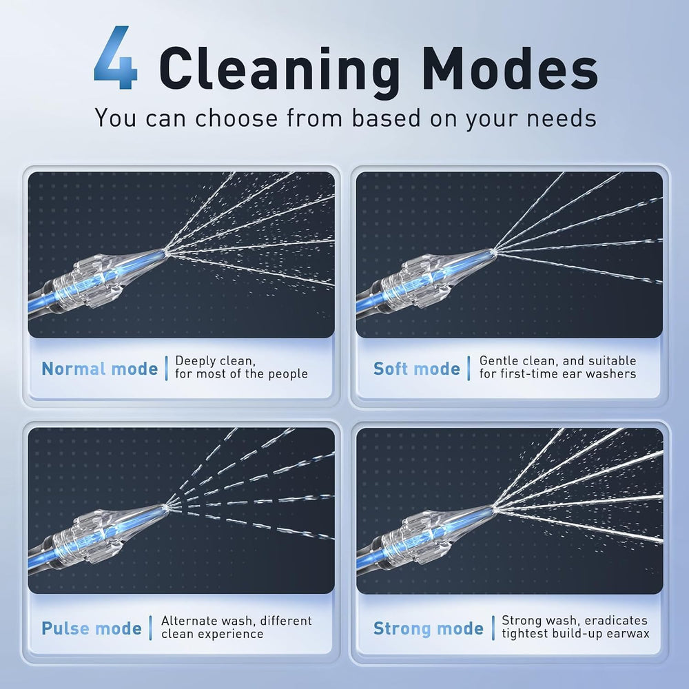Lebbtl four-mode ear cleaner features gentle to strong cleaning options