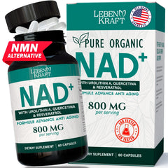LebenKraft NAD Supplement Pure Organic bottle for steady daily energy support.